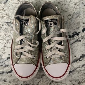 Converse silver glitter
